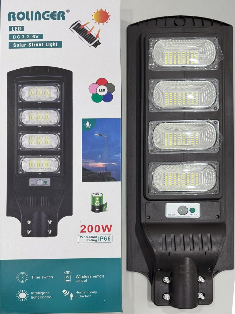 Farola Solar Integrada 3 Cabezales 200W